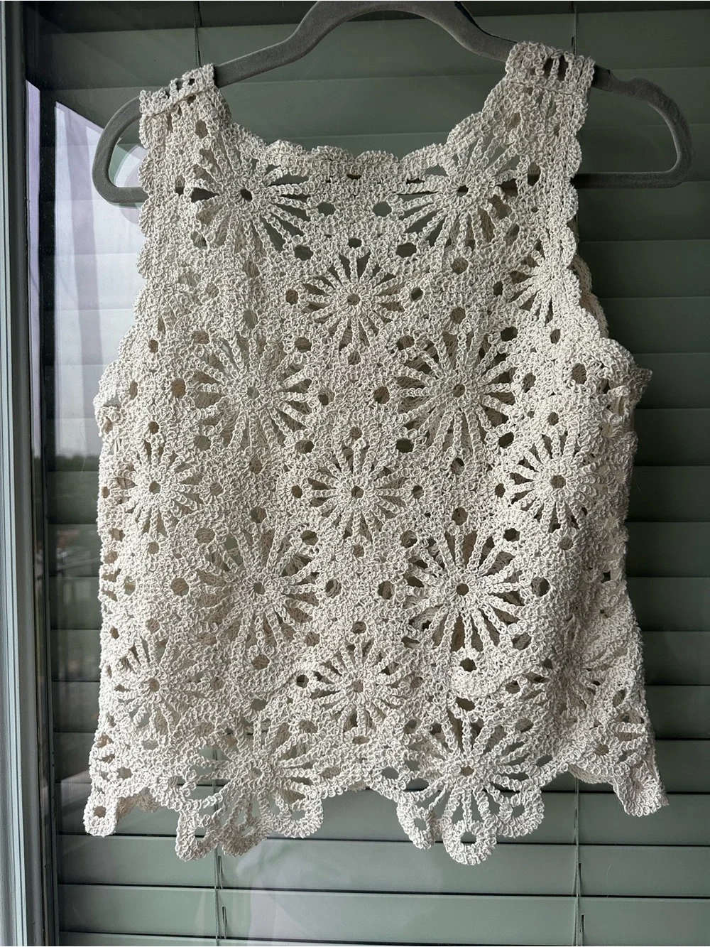 Rebellion Cotton Crochet Cream Tank Top - Picture 3 of 7